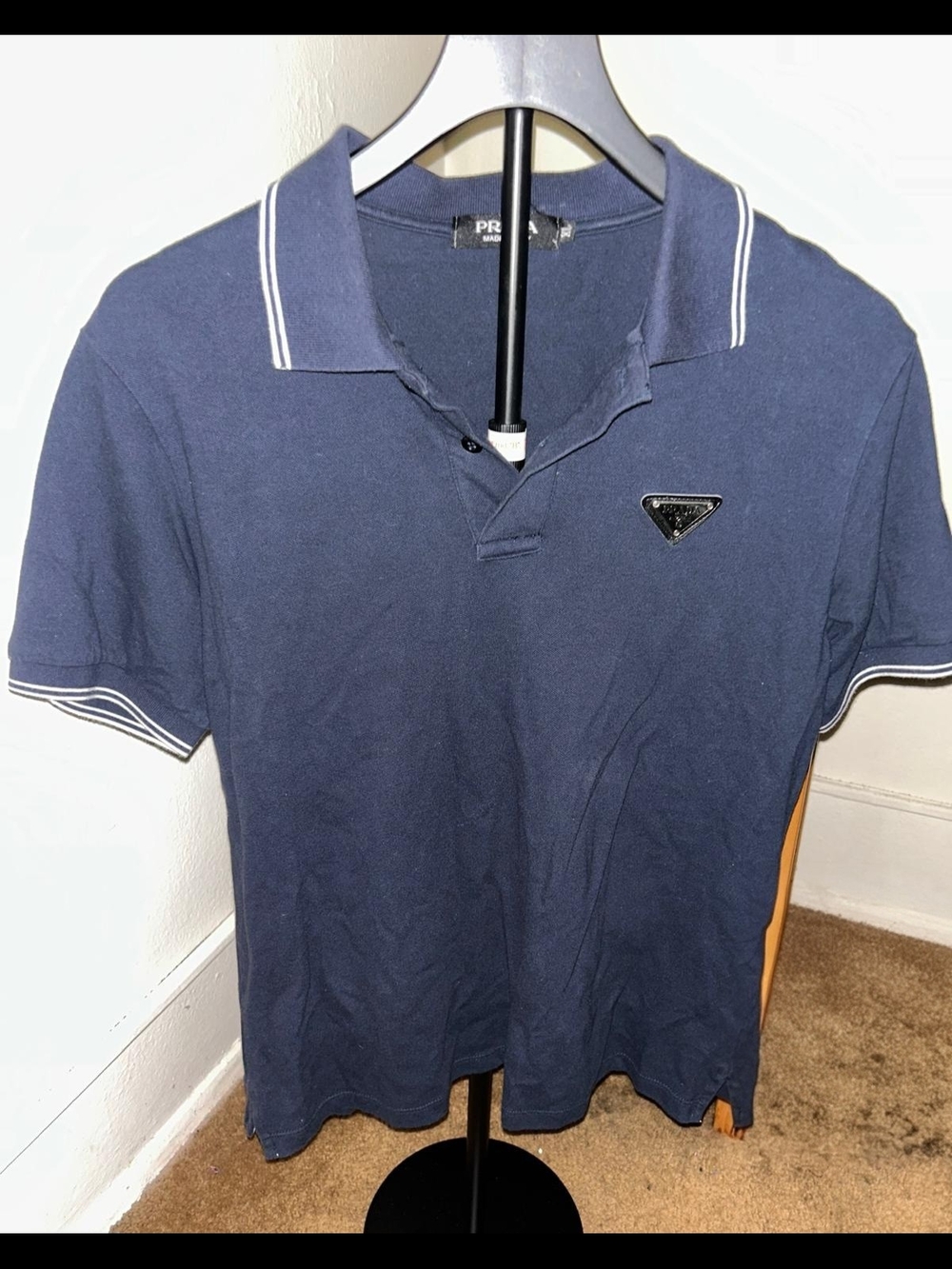 Prada Navy Polo Shirt with Contrast Trim